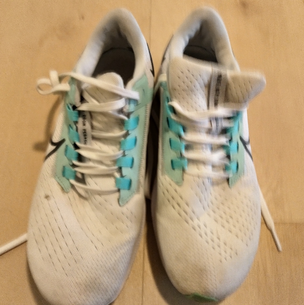 Women's White and Blue Athletic Shoes